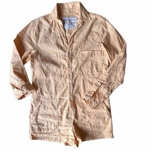 Frank & Eileen Ireland Linen Playsuit Pale Maize Long Sleeve Romper, XS